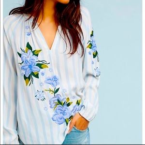 Akemi + Kin Anthropologie Boho Top Embroidered